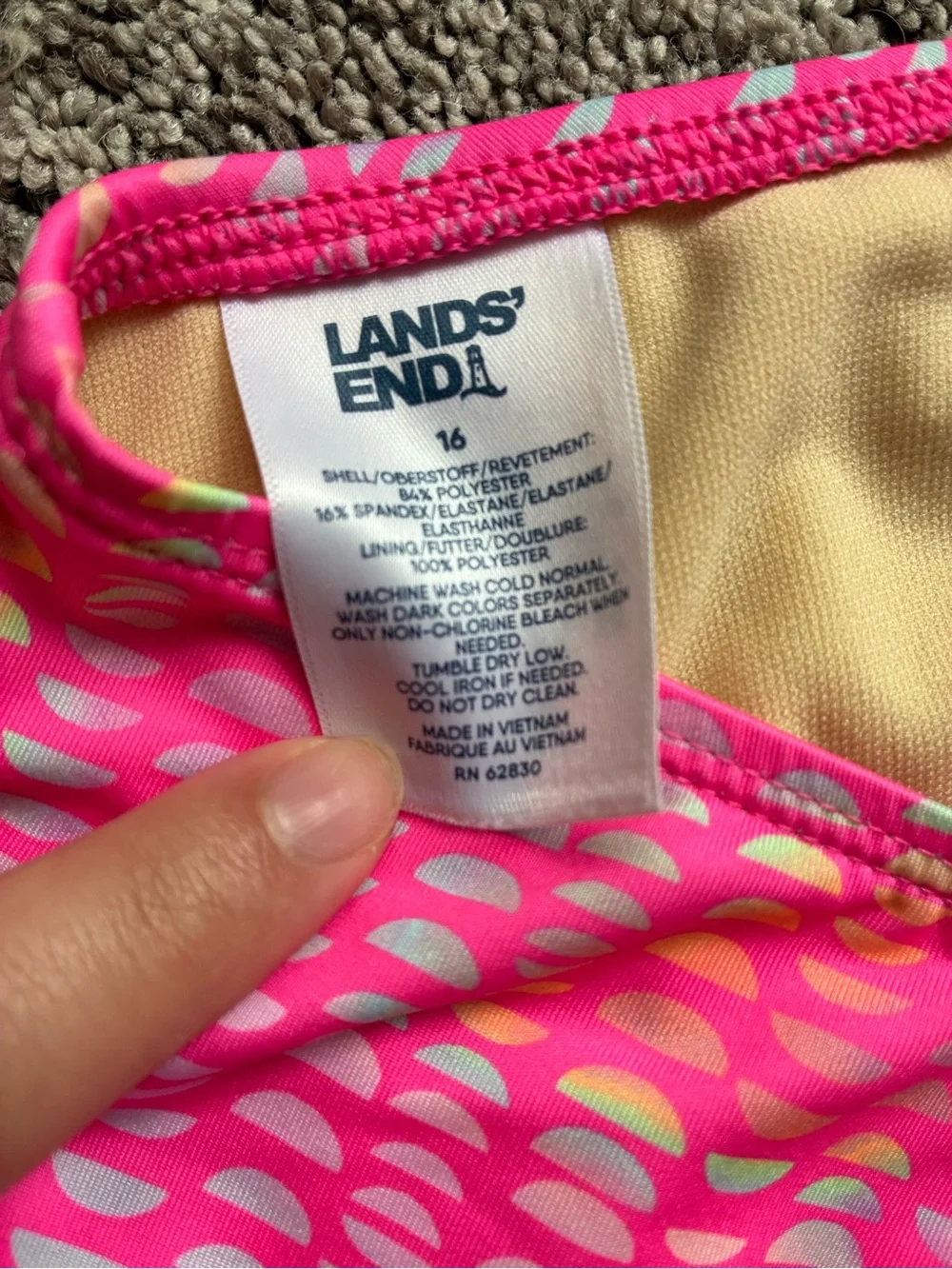 Lands' End Girls' Neon Pink High-Neck Swim Top